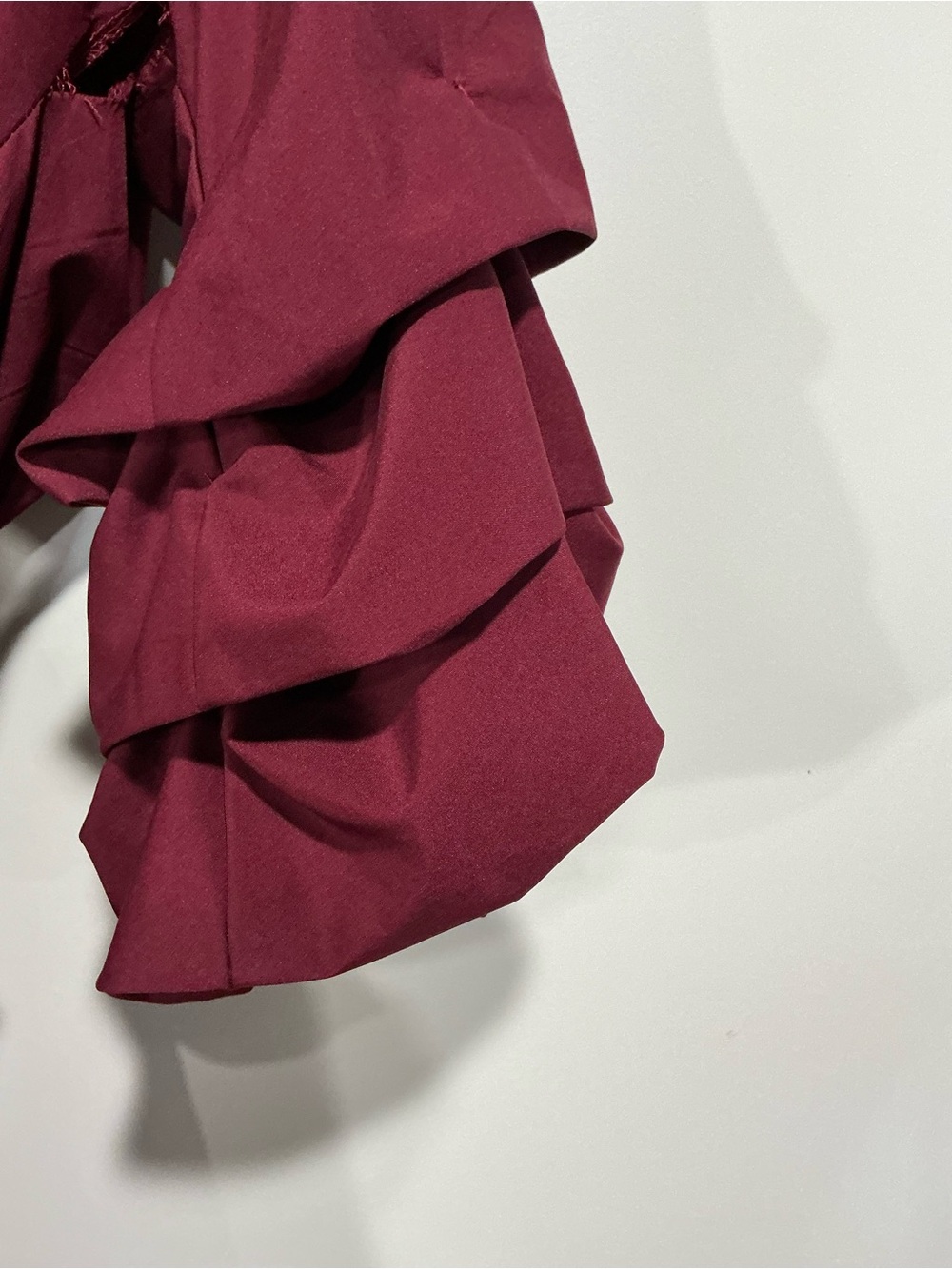 Boohoo Burgundy Ruffle Sleeve Wrap Blouse - Picture 4 of 5